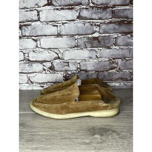 Aurelien Tan Brown Suede Leather Loafer Boat Slipper Shoes Men’s Sz 42 EU/9M US